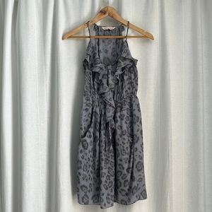 Rebecca Taylor Silk Watercolor Leopard Print Dress